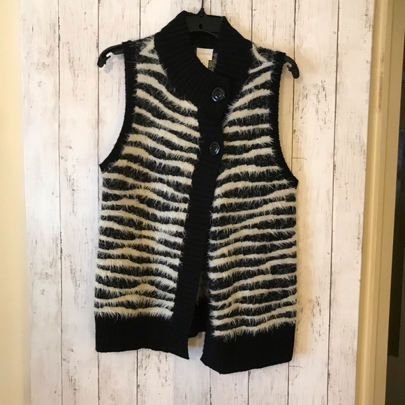 Chico’s Mohair Wool Blend Fuzzy Animal Print Vest Size (S/4) - Picture 2 of 11